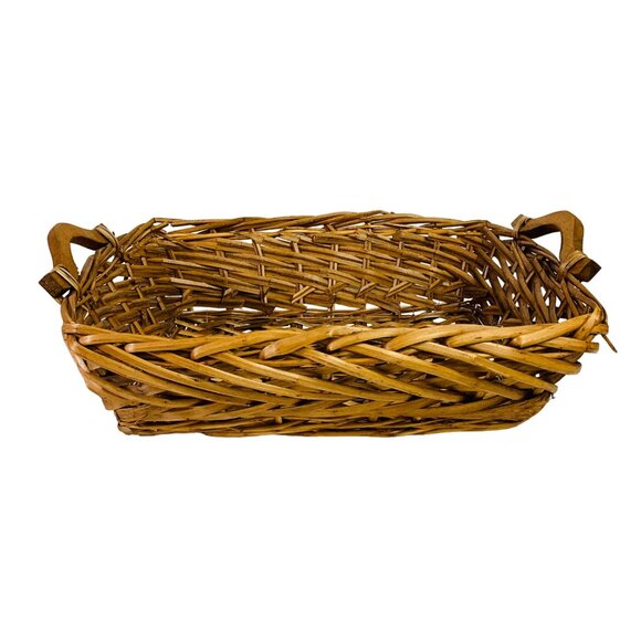 Grapevine Wicker Flower Market Basket Decorative MCM Wooden Handles Farmhouse - Picture 4 of 15